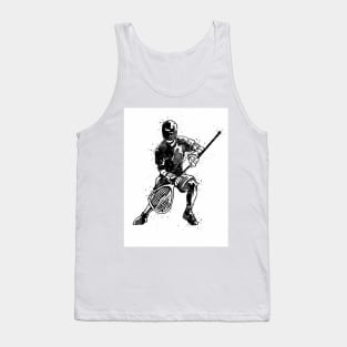 Boy Lacrosse Player Black and White Silhouette Tank Top